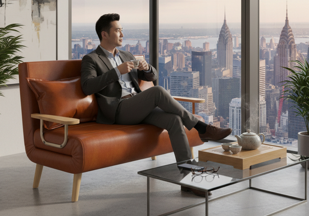 油蜡皮科技皮沙发床WD111