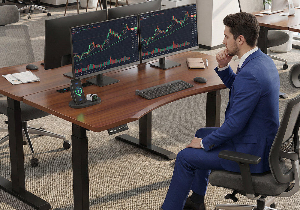 橡胶木实木升降桌