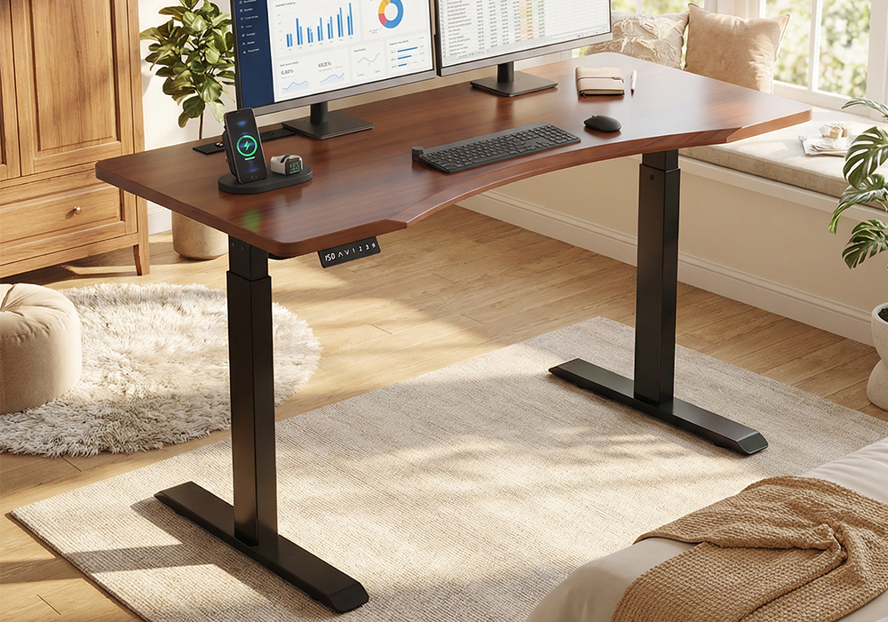 橡胶木实木升降桌