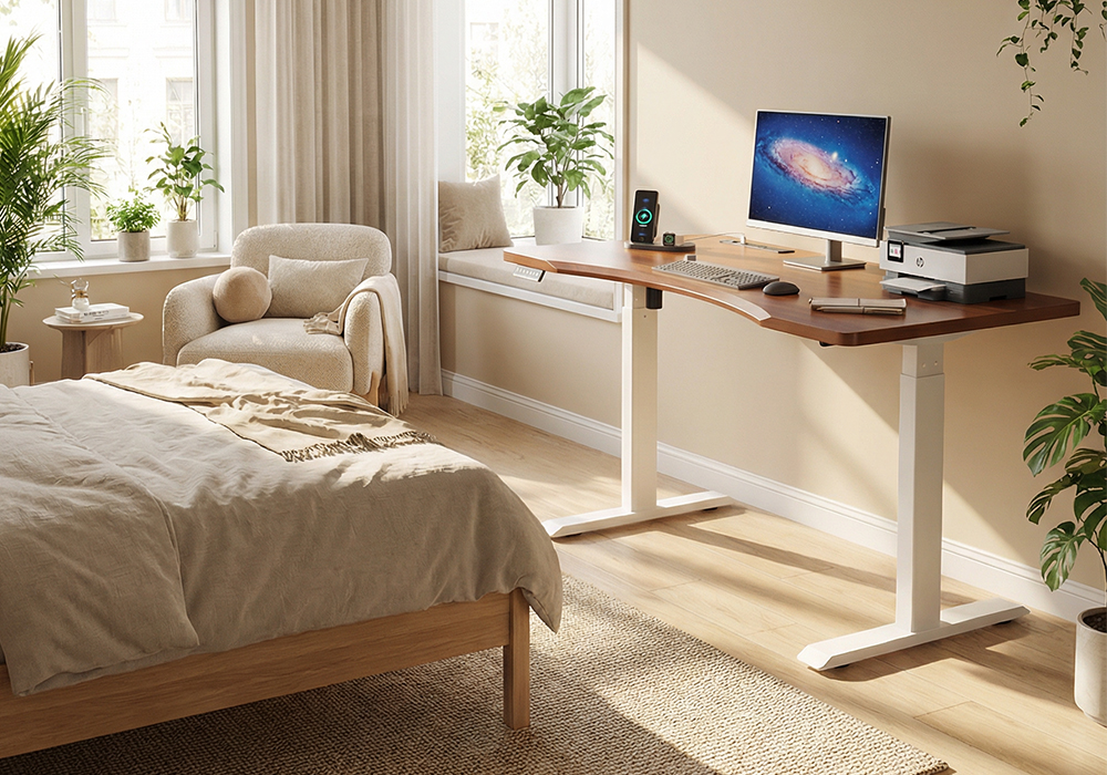 橡胶木实木升降桌