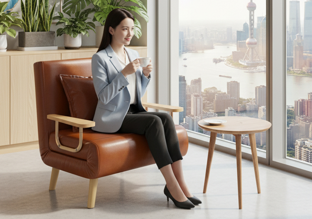 油蜡皮科技皮沙发床WD111