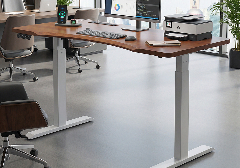 橡胶木实木升降桌