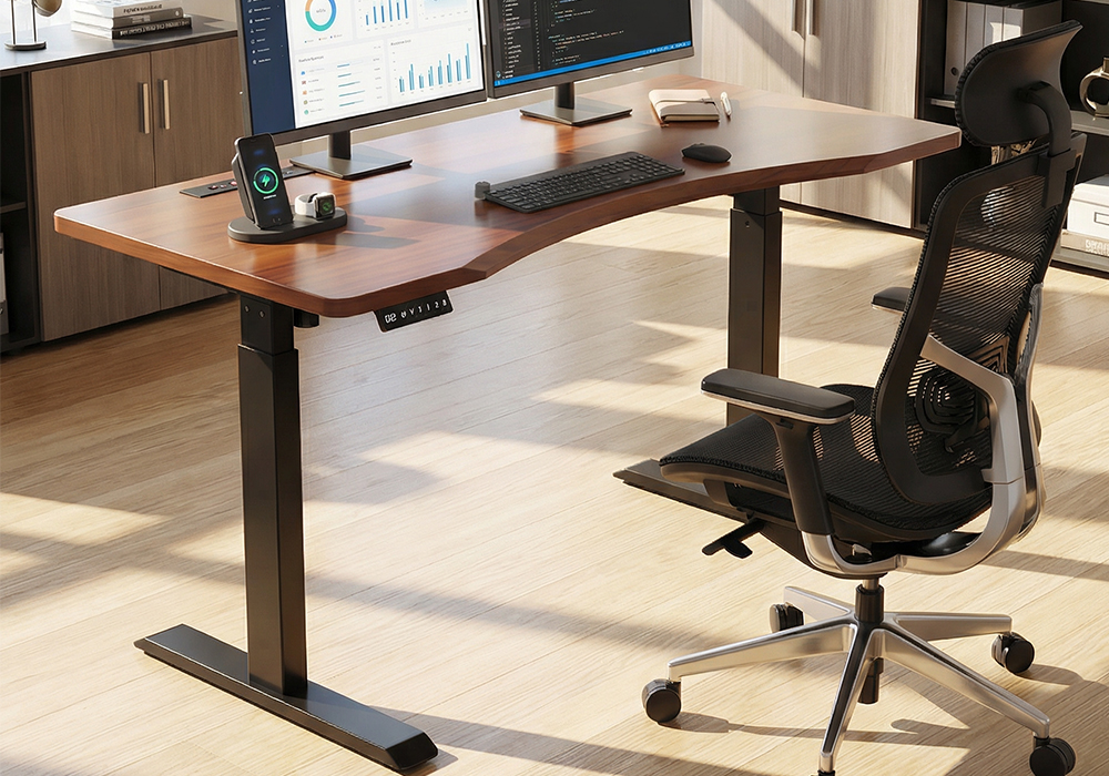 橡胶木实木升降桌