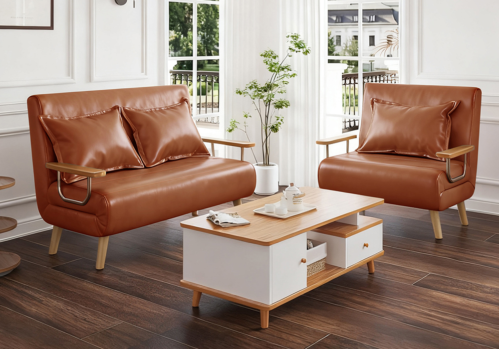 油蜡皮科技皮沙发床WD111